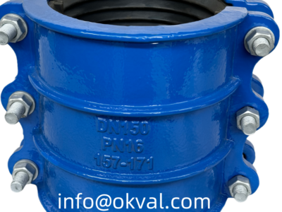 Universal dual clamp (UU) Ductile Iron pipe repair clamp Двухсоставные ремонтные чугунные муфты UU Pipe repair clamp for the quick,safe and permanent repair i the drinking water sector. OKVAL Couplings Universal Dual Clamp, pipe repair clamps available from size DN80 to DN300.