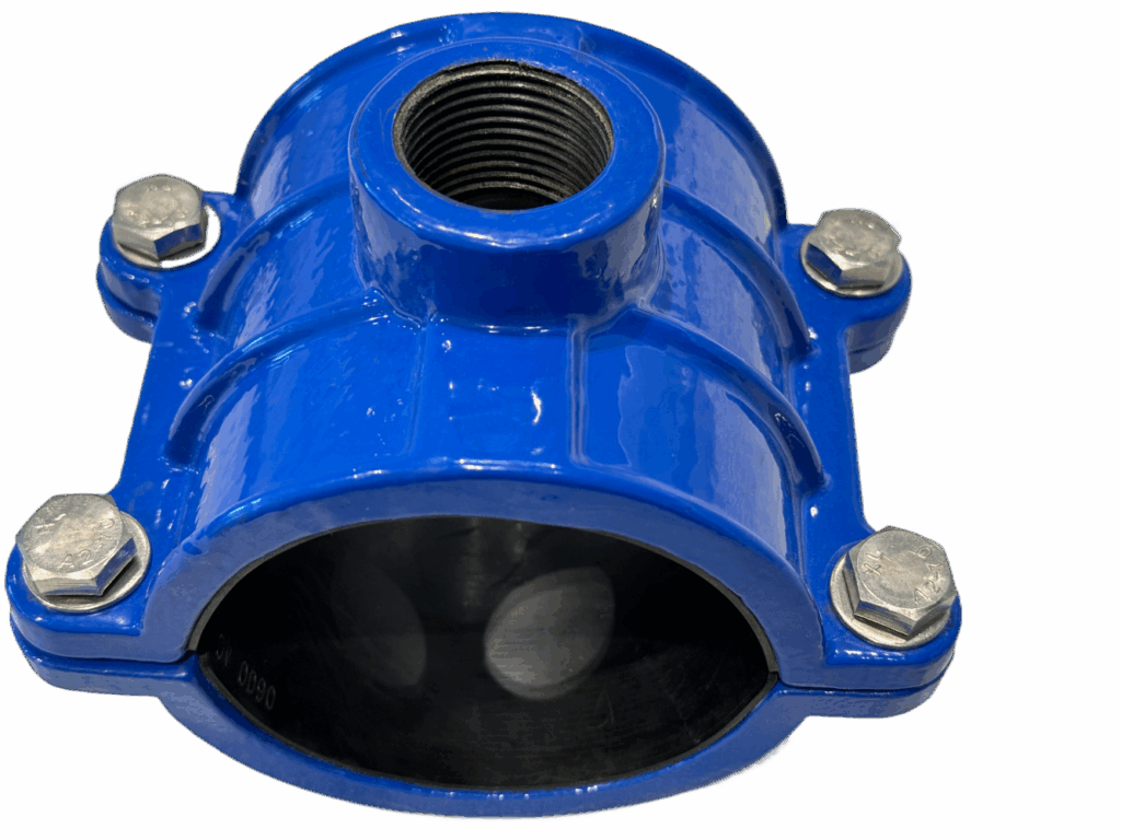 Collarín salida rosca para tubería plásticaSolución rápida y fiable para realizar derivaciones y tomas en tuberías de PVC y PE.