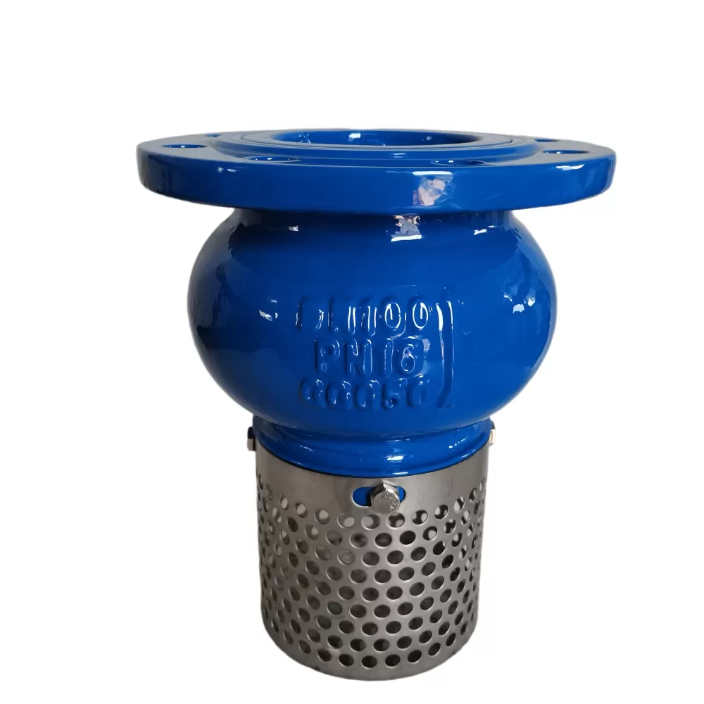 VÁLVULA DE PIE S1 Válvula de pie OKVAL Válvula de retención de pie Accesorios de bomba Presión nominal: PN16 / PN10 Medio de trabajo: Agua Temperatura de trabajo: -20˚C...80˚C para malla de acero inoxidable EPDM con bridas según BS 4504 / BS EN1092 Válvula de retención pie #Bombas Disco es hierro dúctil GJS 500-7. Collarín en latón forjado BS2874 CA104. Eje en acero inoxidable BS970. Sello en EPDM EN 681-1. Filtro en acero inoxidable SS431. CLAPET DE PIED CRÉPINE Cordón de novia PN10 perforado, para cordón de conducto Gran diámetro de la perforación del filtro Faible résistance d'admision gracias a una configuración favorisant l'écoulement Fonte moulée/caoutchouc à joint sopale Brides selon EN 1092-2 Corps fonte EN GJL -250 revêtu époxy (Sauf DN 500: EN-GJS-400). Resorte en acero inoxidable. Crepina en acero galvanizado.